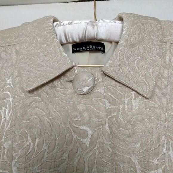 Vintage 70's  Cream Brocade Swing Jacket & Midi Skirt Retro 50's Inspired Sz M - Picture 4 of 12
